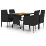  5-dijelni vanjski blagovaonski set od poliratana crni | shoptok.hr