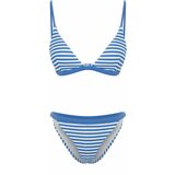 Trendyol White-Blue Striped Triangle Textured Bikini Set Cene