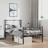  Metalni okvir kreveta uzglavlje i podnožje crni 100x190 cm | shoptok.hr