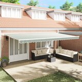 vidaXL ročna retraktibilna tenda Zelena in bela 600x300 cm, tenda zamenjava blaga za okvir 6x3 m Zelena in bela | Shoptok.si