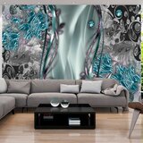  Samoljepljiva foto tapeta - Floral Curtain (Turquoise) 98x70 | shoptok.hr
