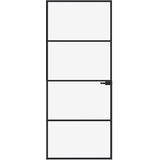 Sobna vrata crna 83 x 201,5 cm kaljeno staklo i aluminij tanka | Eponuda.com