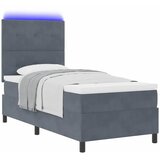  LED Box Spring Krevet Tamno siva 80 x 200 cm Baršun | shoptok.hr