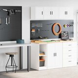 vidaXL Garažne omare 2 kosa bel inženirski les, (22047712) | Shoptok.si