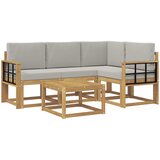  Set vanjskih sofa 5 kom. Bijela i svjetlosiva Poliester | shoptok.hr