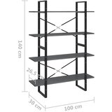 Ormarić za knjige s 4 razine sivi 100 x 30 x 140 cm od borovine | Eponuda.com