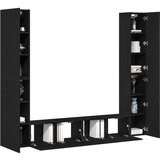 vidaXL 6-delni komplet TV omaric stensko črna hrast inženirski les, črno hrastovo TV stojalo 80x30x30 cm iz inženirskega lesa, stenske TV omarice - 2 kosa črna hrast, 30.5x30x90 cm, narejene iz inženirskega lesa | Shoptok.si