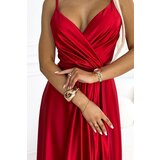 Numoco Elegant long satin dress with neckline | Shoptok.si