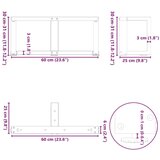  Noge za stolić T-oblika 2 kom prirodni čelik 60x25x(30-31)cm | shoptok.hr