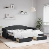  Dnevni krevet na razvlačenje s ladicama crni 80x200 cm tkanina | shoptok.hr