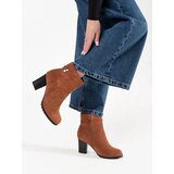 GOODIN Brown suede ankle boots on a heel | shoptok.hr