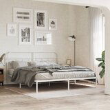 Maison Chic Kovinski Posteljni okvir - Dvoposteljna postelja - Zakonska postelja z vzglavjem bel 180x200 cm, (21693210) | Shoptok.si