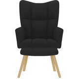  Stolica za opuštanje s tabureom od tkanine crna | shoptok.hr