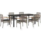  7-dijelni vrtni blagovaonski set sivi od poliratana Siva Dužina stola 200 cm | Shoptok.si
