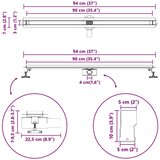  360° odtok za tuš s tankskim modelom srebrna 90 cm, (5000112467) | Shoptok.si