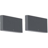 QAZQA Komplet 2 zunanjih stenskih svetilk temno siva 17,5 cm vključno z LED - Batt Cene