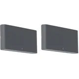Komplet 2 zunanjih stenskih svetilk temno siva 17,5 cm vključno z LED - Batt