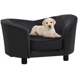 vidaXL Pasji kavč črn 69x49x40 cm iz pliša in umetnega usnja | Shoptok.si