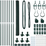 vidaXL Heksagonalna ograja Zelena 1.6x10 m Jeklo, Ograjni stebri s osnovnimi ploščami 7 kos Ø32mm 88.5cm Galvanizirano jeklo | Shoptok.si