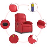  Električni masažni naslonjač na podizanje umjetna koža crveni | shoptok.hr