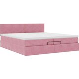  Otomanski posteljni okvir z vzmetnicami roza 200x200cm žamet, (22053595) | Shoptok.si