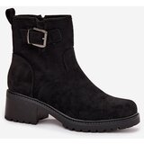 Boto Insulated Women's Ankle Boots Low Heel Block with Buckle Black Helvina | Shoptok.si