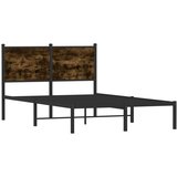 The Living Store Kovinski posteljni okvir z vzglavjem dimljen hrast 120x200 cm - Posteljni Okvir, (21526248) | Shoptok.si