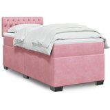 vidaXL Box spring postelja z vzmetnico roza 90x200 cm žamet | Shoptok.si