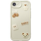 AVIZAR Ovitek za iPhone 16e s 3D Kawaii Medvedki in Dvignjenim Robom, Bež, (5000273870) | Shoptok.si