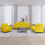 vidaXL Sedežna garnitura 3-delna z blazinami rumen žamet | Shoptok.si