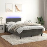 Maison Chic Box spring postelja - Vzmetna postelja z vzmetnico LED temno siva 120x200 cm žamet SL22466, (21905637) | Shoptok.si