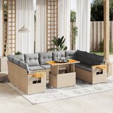 Maison Chic Seti vrtnega pohištva - Vrtna garnitura - Vrtni pohištvo set 11-delna z blazinami bež poli ratan, (21819412) | Shoptok.si