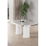 Hanah home trpezarijski sto Galya, 168 × 90 cm, ploča u dekoru belog mermera, hromirane noge | Eponuda.com
