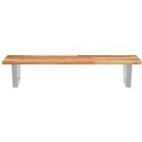  Zidna polica za umivaonik od čelika i masivnog bagremovog drva Smeđa 100 x 40 x 2 cm | shoptok.hr