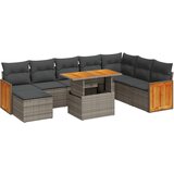 vidaXL Vrtna sedežna garnitura z blazinami 9-delna siv ratan/akacija, (21781629) | Shoptok.si