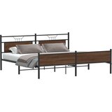 Metalni Kovinski posteljni okvir brez vzmetnice rjavi hrast 200x200 cm, (21829272) | Shoptok.si