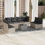 vidaXL 9-dijelni set vrtnih sofa od poliratana s jastucima svjetlosivi | shoptok.hr