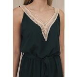 Kesi Włoski Women's short jumpsuit with decorative lace - dark green | Eponuda.ba