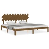 The Living Store Posteljni okvir z vzglavjem medeno rjav 200x200 cm trden les - Posteljni Okvir, (21525913) | Shoptok.si