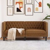 vidaXL Kavč dvosed Chesterfield rjava umetno semiš usnje | Shoptok.si