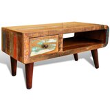  Klubska mizica z zaobljenimi robovi in 1 predalom predelan les, (20712857) | Shoptok.si