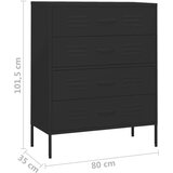 vidaXL Predalnik črna 80x35x101,5 cm jeklo | Shoptok.si