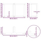  Noge za klubsko mizico v obliki črke T 2 kosa antracitne 60x25x(42-43) cm jeklo, (22123981) | Shoptok.si