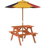  Stol za piknik za 4 djece sa suncobranom od masivne jelovine | shoptok.hr