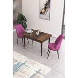 Hanah home trpezarijski set Nil, sto i 2 stolice, ploča u dekoru drveta Baroque, ljubičasta tkanina Babyface | Eponuda.com