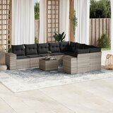 vidaXL 10-dijelni set vrtnih sofa poliratan s jastucima svijetlosivi | shoptok.hr