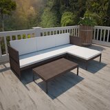Maison Chic Seti vrtnega pohištva - Vrtna garnitura - Vrtni pohištvo set 3-delna z blazinami poli ratan rjava, (21809872) | Shoptok.si