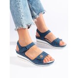 Shelvt Blue wedge sandals | shoptok.hr