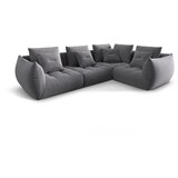 Micadoni Temno siva kotna sedežna garnitura iz tkanine bouclé (desni kot/v obliki črke L) Bloom – Home | Shoptok.si