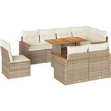 vidaXL 9-dijelni set vrtnih sofa s jastucima bež od poliratana bagrem | shoptok.hr